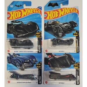 Lot of 4 Hot Wheels Batman Batmobile , Arkham Asylum, Batman Superman/ Robin